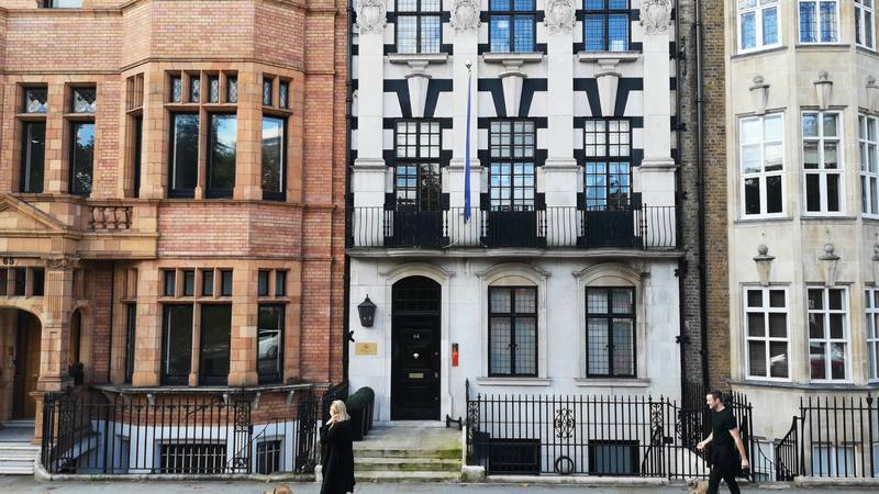 A London residential street with apartment buildings